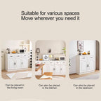 Pantry Storage Cabinet, Modern Hutch with Storage Drawers, Drawers and Adjustable Shelf, Freestanding Kitchen Cupboard, Food Pantry for Living Room, Dining Room