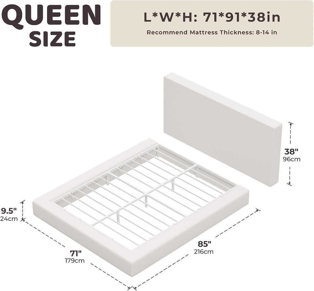 RECCI AirFrame Queen Upholstered Bed Frame with Plush Padded Headboard