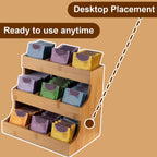 Bamboo Tea Bag Organizer, Practical Tea Bag Holder, Compact Coffee Pod Holder Fits Sugar Packets, Sweeteners, Creamers, Multi-purpose Storage Rack for Home, Kitchen, Office