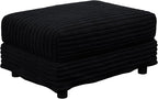 KEIKI 102.4" Sectional Couches, Modern Comfy Upholstered Sofa Cloud Couch, Deep Seat 4 Seat Sofa Set with Soft Pillows and Movable Ottoman for Living Room, Apartment, Office, Black