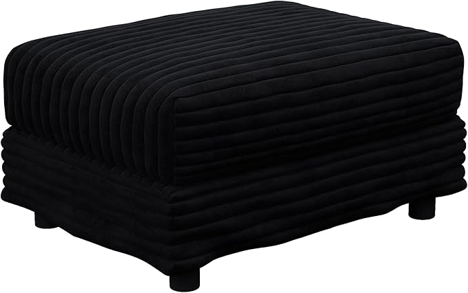 KEIKI 102.4" Sectional Couches, Modern Comfy Upholstered Sofa Cloud Couch, Deep Seat 4 Seat Sofa Set with Soft Pillows and Movable Ottoman for Living Room, Apartment, Office, Black