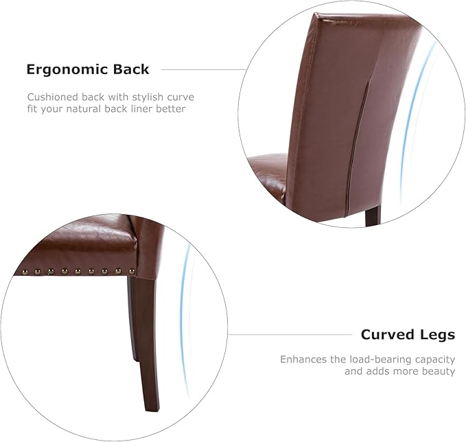 COLAMY Upholstered Parsons Dining Chairs Set of 4, PU Leather Dining Room Kit...