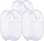 BATTOO Deluxe Strong Mesh Pop up Laundry Hamper Basket with Side Pocket for Laundry Room, Bathroom, Kids Room, College Dorm or Travel 3 Pack White