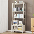4-Tier Bamboo Ladder Shelf with Cabinet - Stylish Bookcase Organizer for Living Room, Bedroom, Kitchen, Bathroom & Office - Space-Saving Storage Solutions