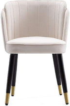 Manhattan Comfort Zephyr Modern Velvet Dining Chair, Solid Wood Frame with Gold-Tipped Splayed Legs, High Density Foam Padding, Vintage Design, Tulip Inspired Accent Furniture, Cream