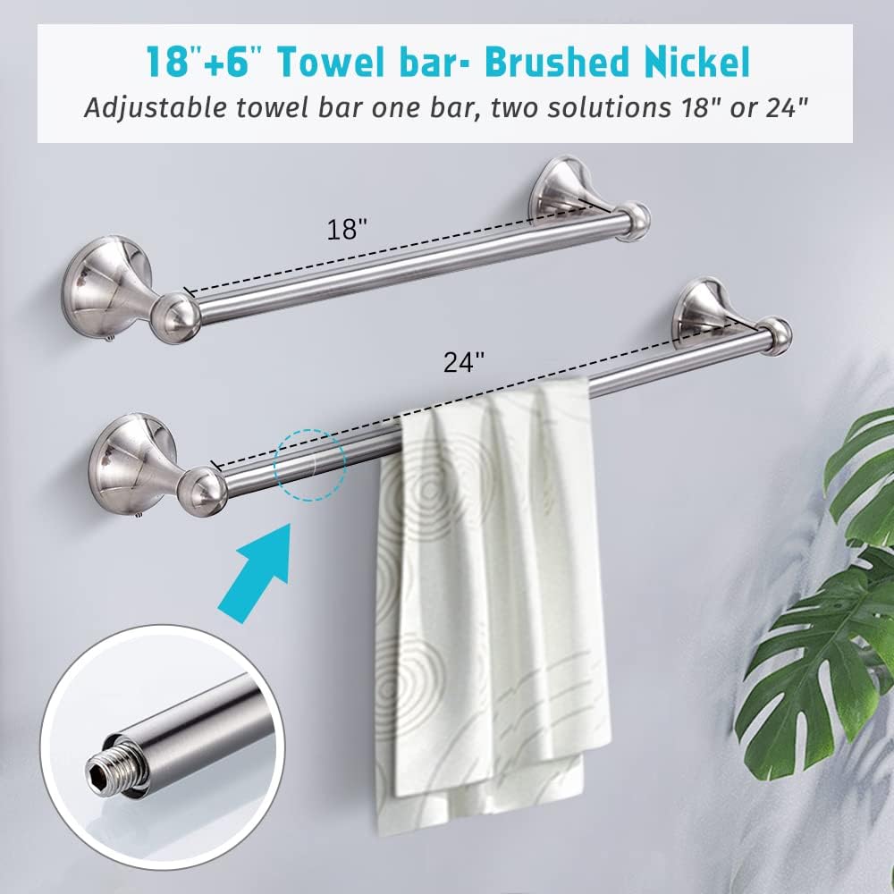 8 Piece Bathroom Accessory Set(Adjustable Towel Bar, Towel Ring, Toilet Paper...