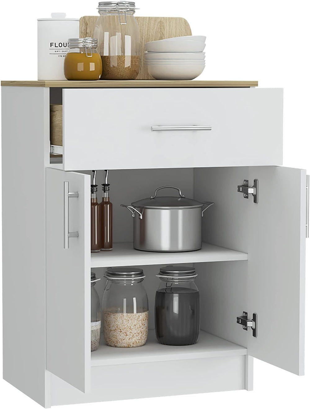 23.6" D*15.9" W*33.5" H Freestanding Kitchen Pantry with Dawer...