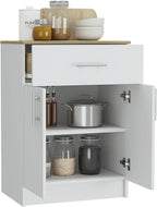 Modern Kitchen Pantry, Storage Cabinet with 1 Drawer and Double Door, 2 Shelves, Easy to Maintain, for Dining Room