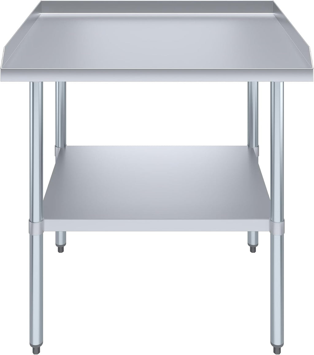 AmGood Commercial Work Table with Backsplash and Sidesplashes | NSF (Stainless Steel Table with Sideguards, 36" Long x 30" Deep)