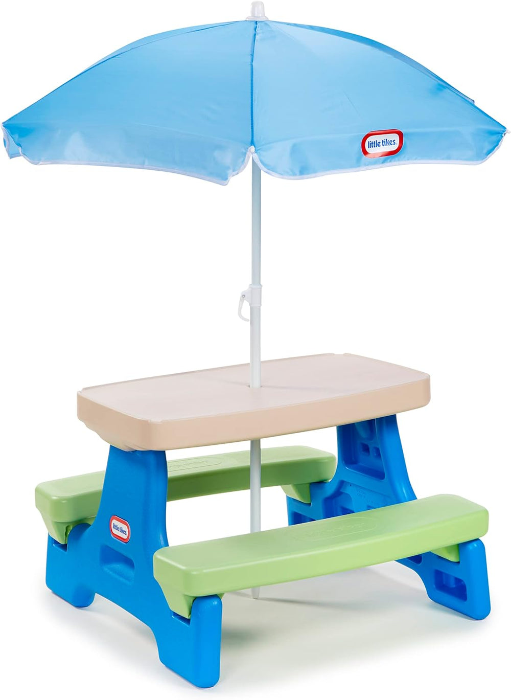 Little Tikes Easy Store Jr. Picnic Table with Umbrella - Blue / Green, 27.25&...