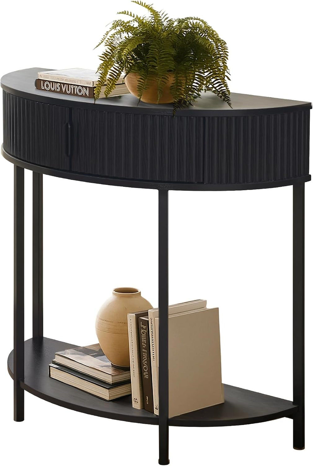 unipaws Half Moon Console Table with Drawer Storage, Narrow Entryway Table | ...
