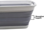 SAMMART 42L(11 gallon) Collapsible Plastic Laundry Basket-Foldable Pop Up Storage Container/Organizer-Portable Washing Tub-Space Saving,Water capacity 34L(9 gallon) (1 Rectangular - strengthen, Grey)