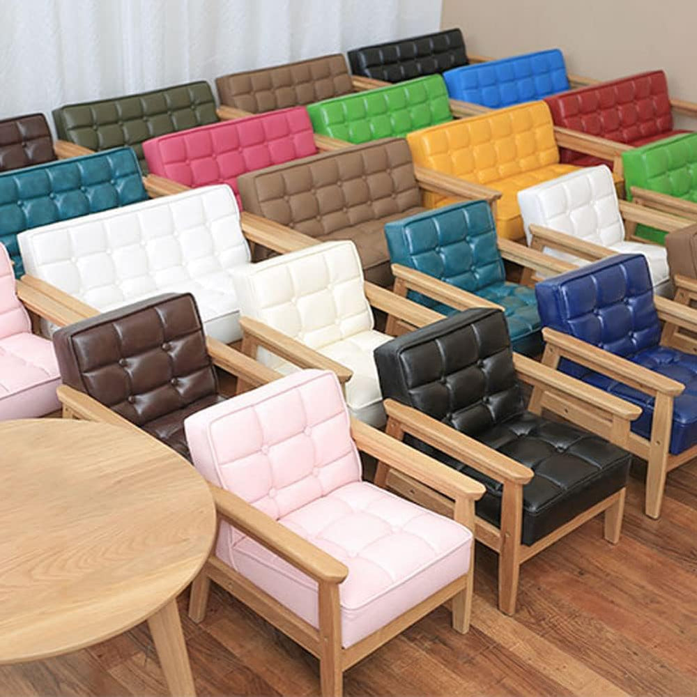 Sofa Chair: Solid Wood Arm & PU Leather Fabric Seating Chair Photography ...