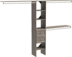 ClosetMaid SuiteSymphony Wood Closet Organizer Kit with Tower, 3 Hang Rods, Top Shelves, 2 Drawers, Adjustable, Fits Spaces 5-9 ft. Wide, Graphite Grey