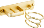 YUET Hair Dryer Holder Hairdryer Straightener Station Wall Mounted Spiral Shelf Bracket Stand Hanger Organizer Blow Storage with Cable Tidy Rack for Dressing Table Bathroom Professional Gold Brass