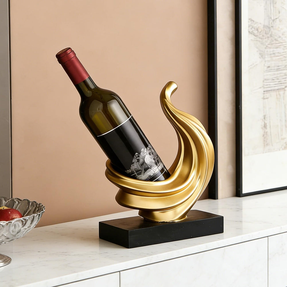 AWNR Gold Abstract Single Wine Liquor Bottle Holder Gifts, Display Shelf | El...