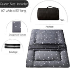 MAXYOYO Japanese Floor Mattress Futon Mattress, 4" Thicken Tatami Mat Sleeping Pad Foldable Roll Up Mat Boys Girls Dormitory Pad Kids Floor Lounger Pillow Bed, Charcoal Grey, Queen Size