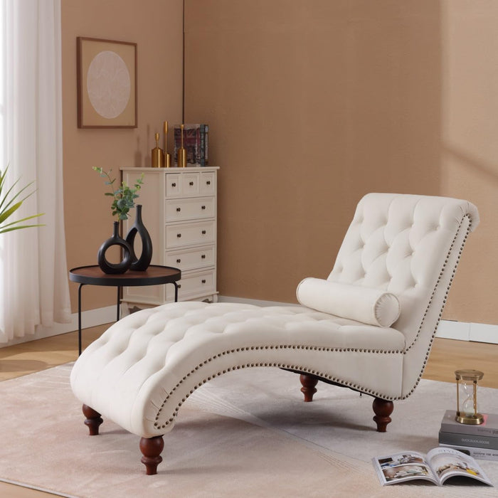 Chaise Lounge Chair Indoor, Button-Tufted Bedroom Lounge Chair