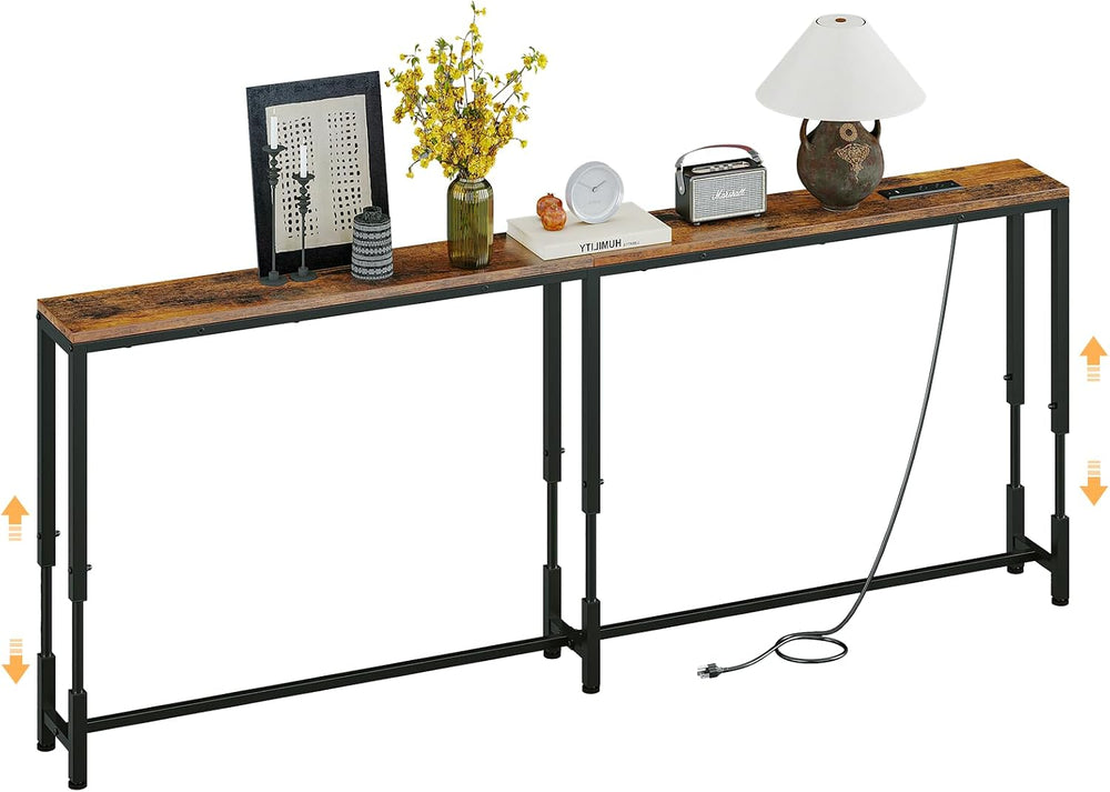 78.7" Behind Couch Table Adjustable Height 23.8~34.8" with Charging...
