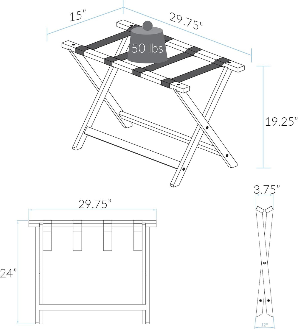Casual Home Heavy Duty 30" Extra-Wide Luggage Rack, solid wood