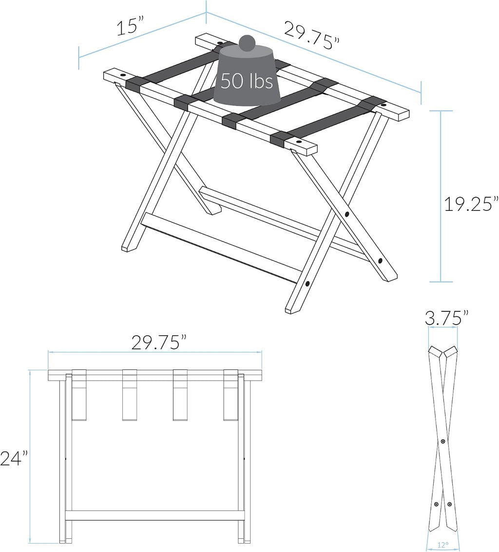 Casual Home Heavy Duty 30" Extra-Wide Luggage Rack, solid wood