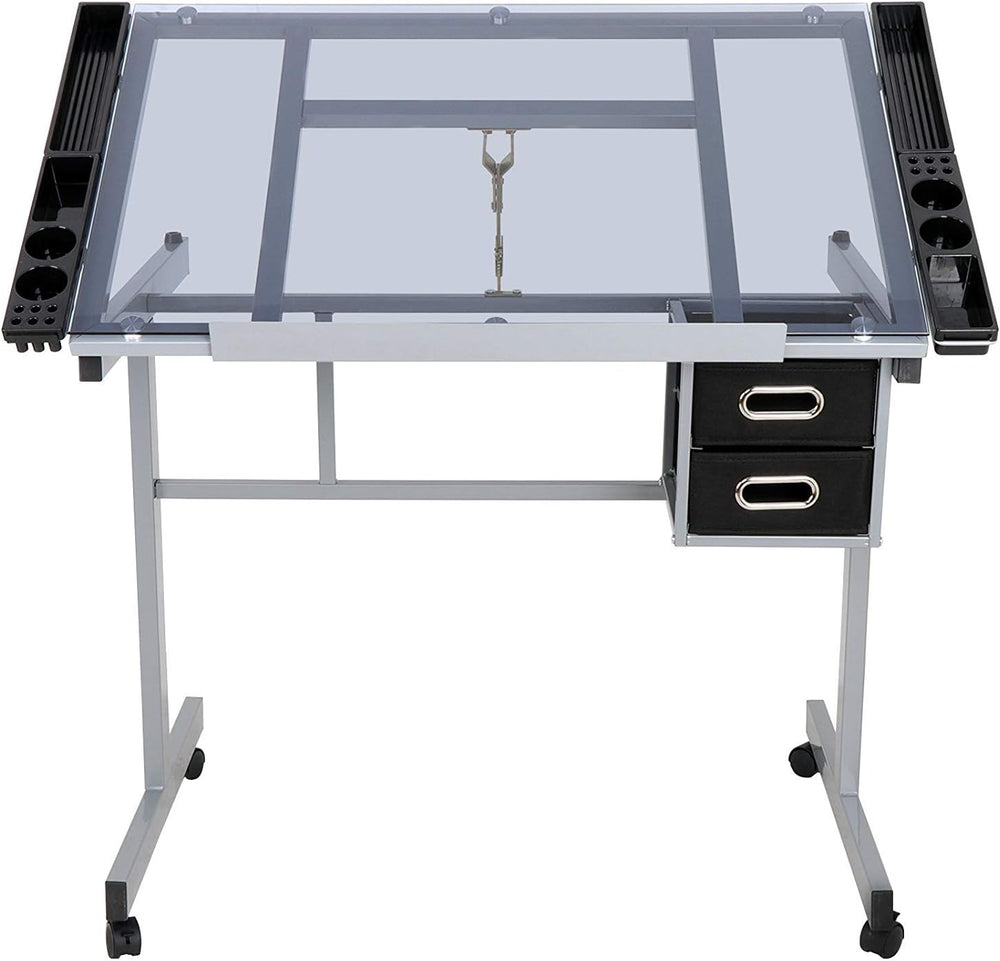 Adjustable Drafting Table Drawing Desk Art Craft Station Drafting Desk Glass ...