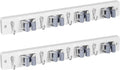 2 Pack Mop Broom Holder Wall Mount - White Wood Broom Mop Hanger - Wall Mounted Garden Tool Rack Organizer for Closet Garage Laundry Room, 4 Slots & 4 Hooks