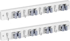 2 Pack Mop Broom Holder Wall Mount - White Wood Broom Mop Hanger - Wall Mounted Garden Tool Rack Organizer for Closet Garage Laundry Room, 4 Slots & 4 Hooks