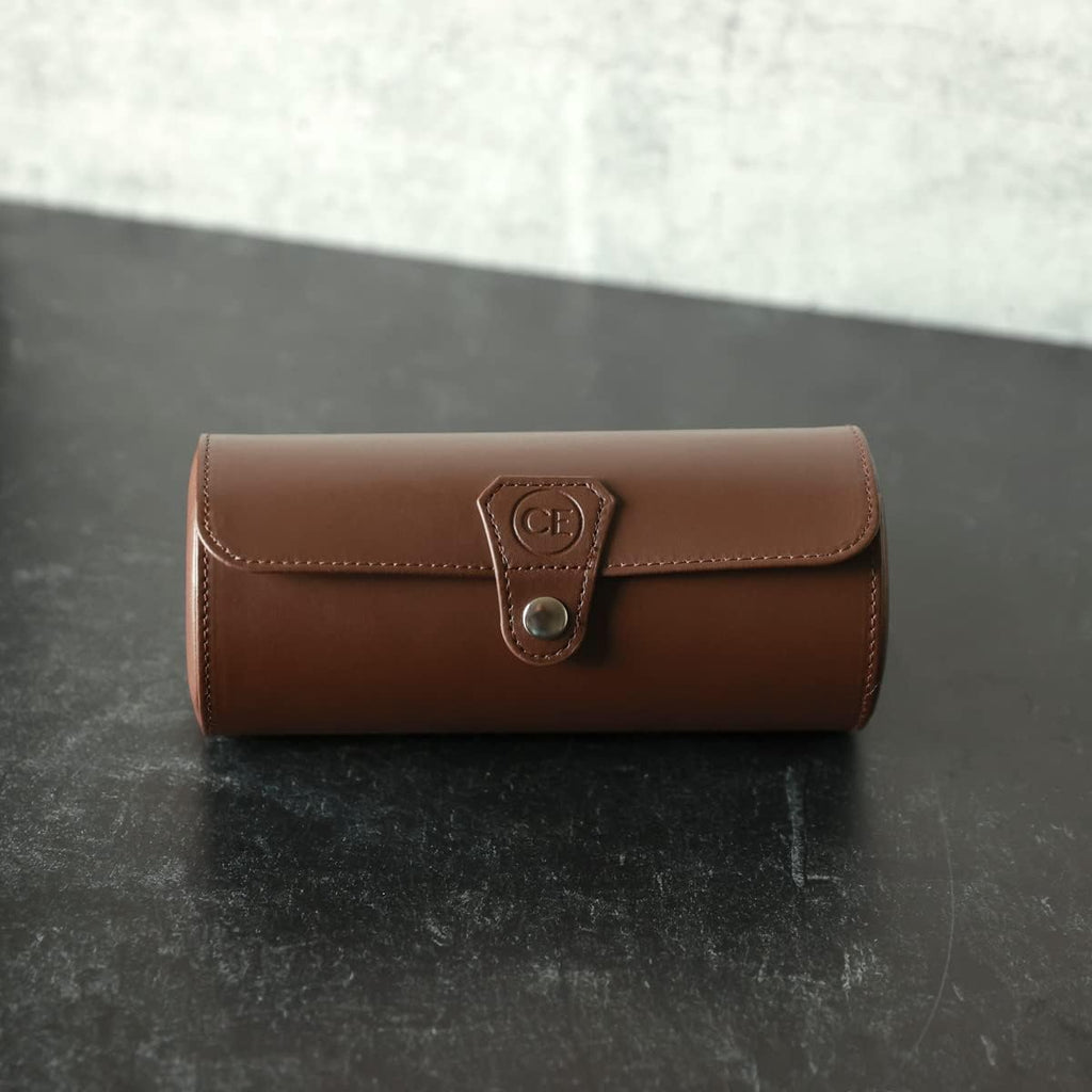 CASE ELEGANCE Travel Watch Case Roll Organizer for Men | Vegan Faux Leather Watch Display Case | Watch Display, Storage & Holder | Watch Case for Men's Watch Collection | Watch Holder for Men | Brown