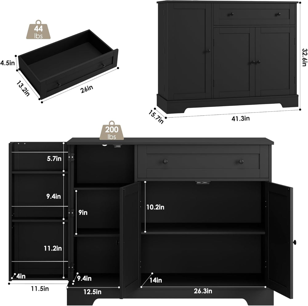 HOSTACK Buffet Cabinet with Storage, Modern Sideboard Buffet with Doors, Wood...