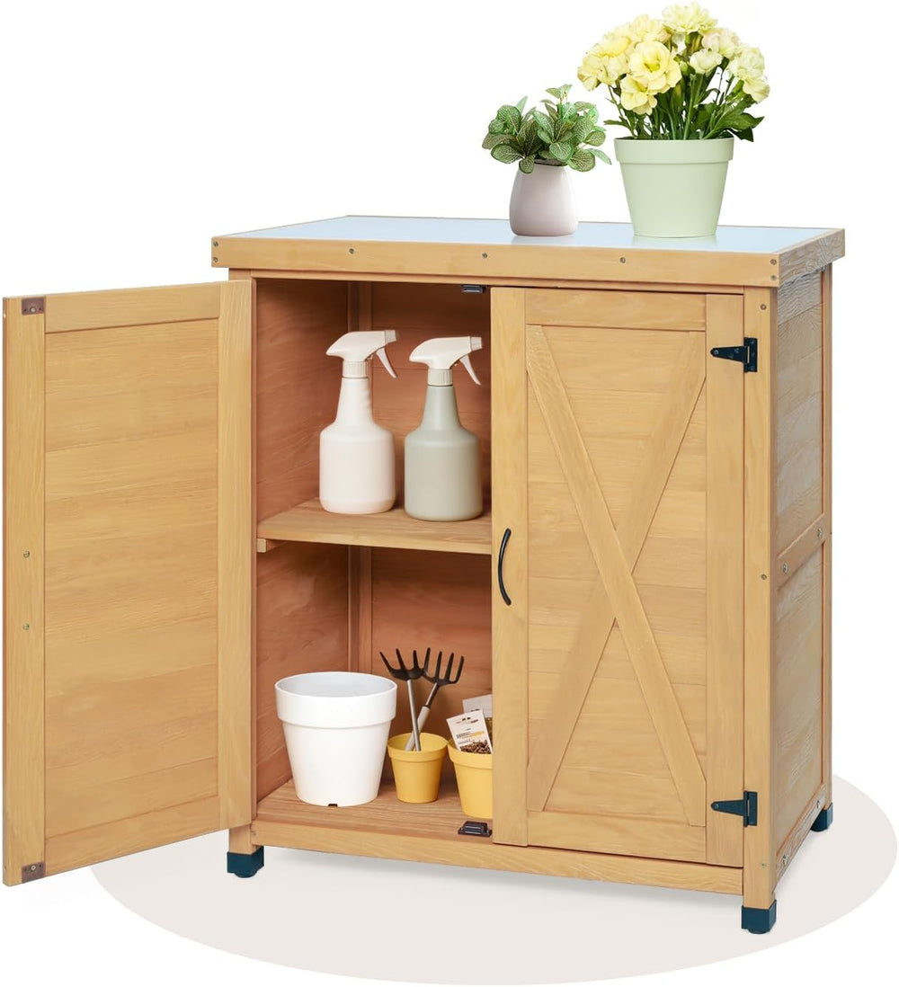 31" Weatherproof Small Storage Cabinet, Storage Cabinets with X-Shape St...