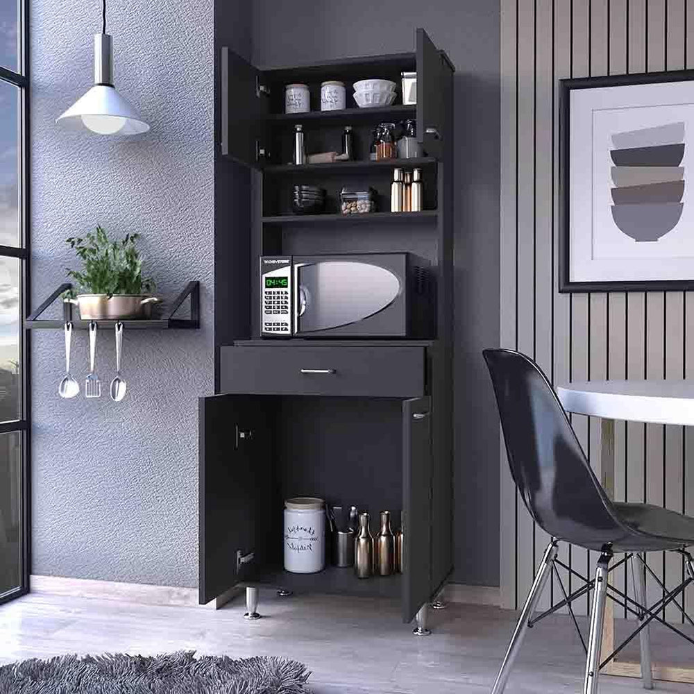 lapday Bay Area Pantry with 2 Door Cabinets, 1 Drawer, 4 Adjustable Metal Leg...