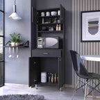 lapday Bay Area Pantry with 2 Door Cabinets, 1 Drawer, 4 Adjustable Metal Legs, for Living Room,Dining Room(13.90"×23.60"×66.50"). (Black)