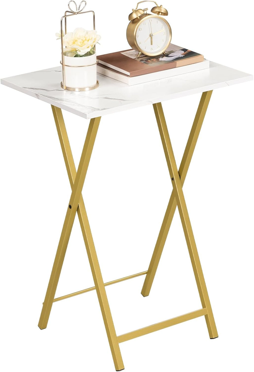 HOOBRO Folding TV Tray Tables, Set of 2 Side Table for Small Space, Industria...