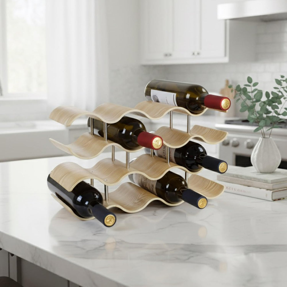 4-Tier Wine Rack Countertop, 14 Bottles Wooden Wine Holder Inserts for Cabine...