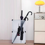 Umbrella Stand, Umbrella Holder for Entryway, 14.3 * 7.4 * 24.4inches,Square umbrella storage rack with built-in drip tray and metal hook,White.