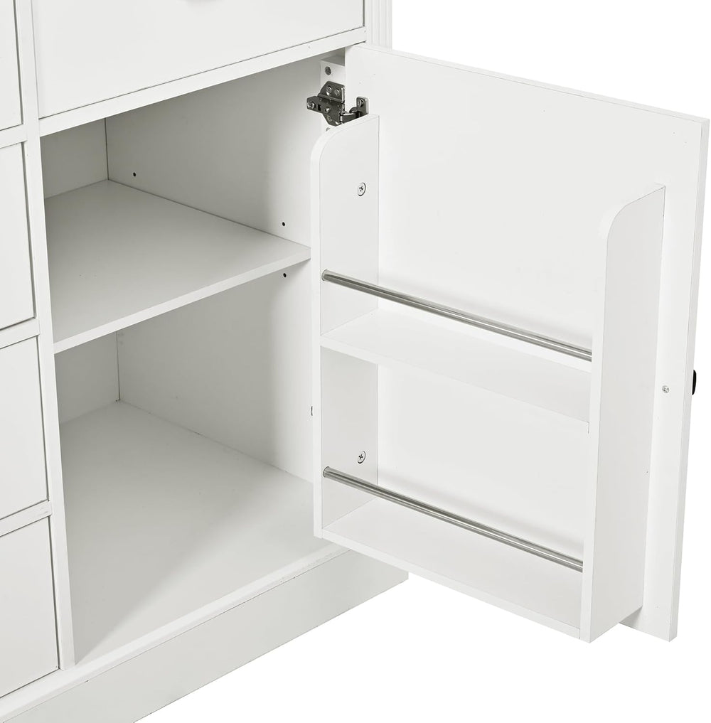 72" H Kitchen Pantry with Glass Doors, Wooden Freestanding Display Stora...