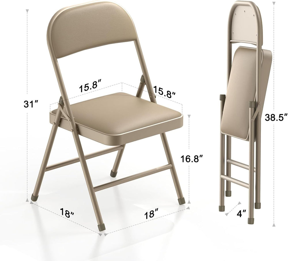 Nazhura Folding Chairs with Padded Vinyl Cushion Chairs with Comfortable Cush...