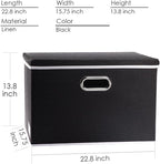 PRANDOM Extra Large Collapsible Storage Bins with Lids [3-Pack] Linen Fabric Foldable Storage Baskets Boxes Organizer Containers Cube with Cover for Bedroom Closet Office Nursery (22.8x15.7x13.8)