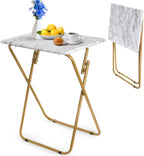 ZAVOOS Folding TV Tray Table, Rectangular TV Trays Dinner Snack Table for Eating on Couch, Portable Sturdy Marble Laptop Table with No Assembly Required for Bed, Recliner, Small Space