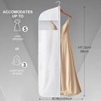 58" 100% Organic Cotton Garment Bags for Hanging Clothes and Storage, Breathable Clothes Covers with Viewing Window and Card Pocket for Short Dresses, Jackets, Suits