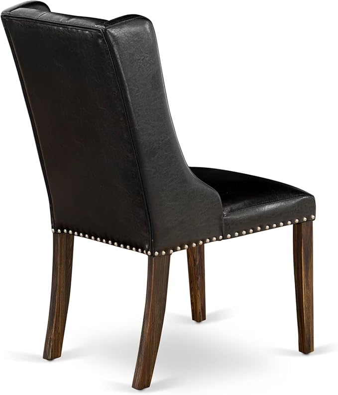 East West Furniture V727FO749-5 5 Piece Dining Set Includes a Rectangle Dining Room Table with V-Legs and 4 Black Faux Leather Upholstered Parson Chairs, 40x72 Inch, Multi-Color