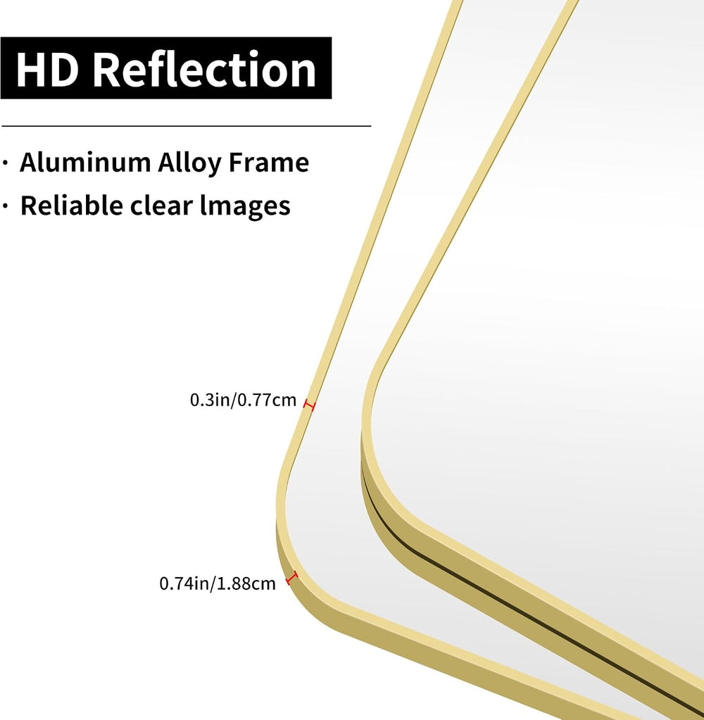 55"x30" Gold Bathroom Mirror, Large Rectangle Mirror, Rectangular W...