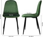 CangLong Modern Velvet Chairs with Metal Legs for Living, Bedroom, Restaurant, Dining Room, Set of 4, Dark Green