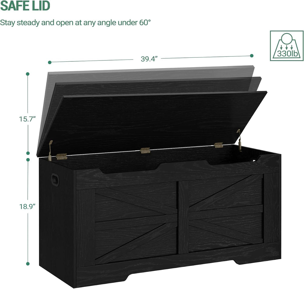 Hzuaneri 39" Modern Storage Chest | 50 Gal | 330lb Seat | Black | Soft-C...