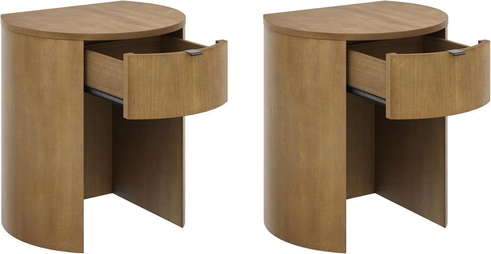 Nathan James Shay Solid Wood Nightstand, Modern Bedside Table with Drawer, Co...