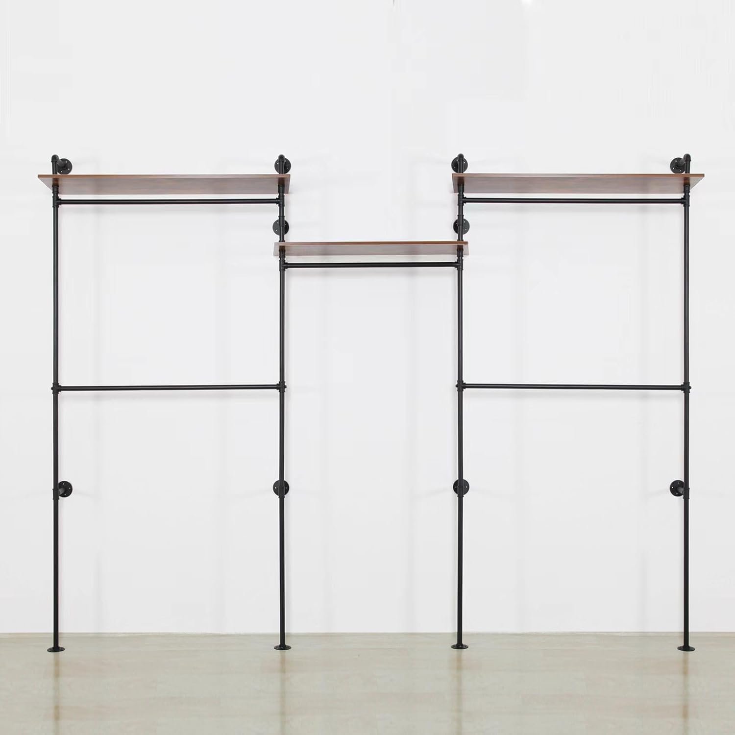 Industrial Iron Pipe Clothing Rack, 40inch Black Vintage Retro Shelving Wall Mounted DIY Garment Rack Rustic Farmhouse Kitchen Storage