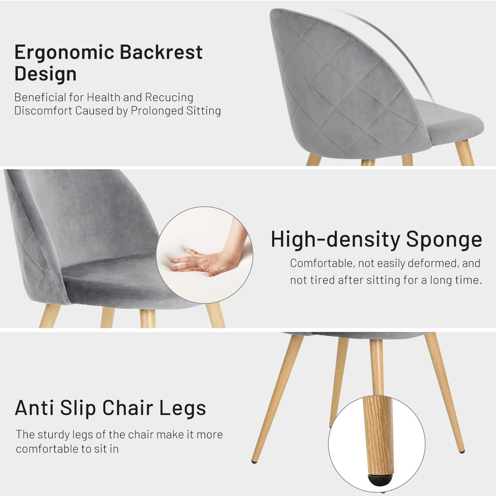 FurnitureR Dining Chairs Set of 2, Upholstered Velvet Mid Back Armless Accent...