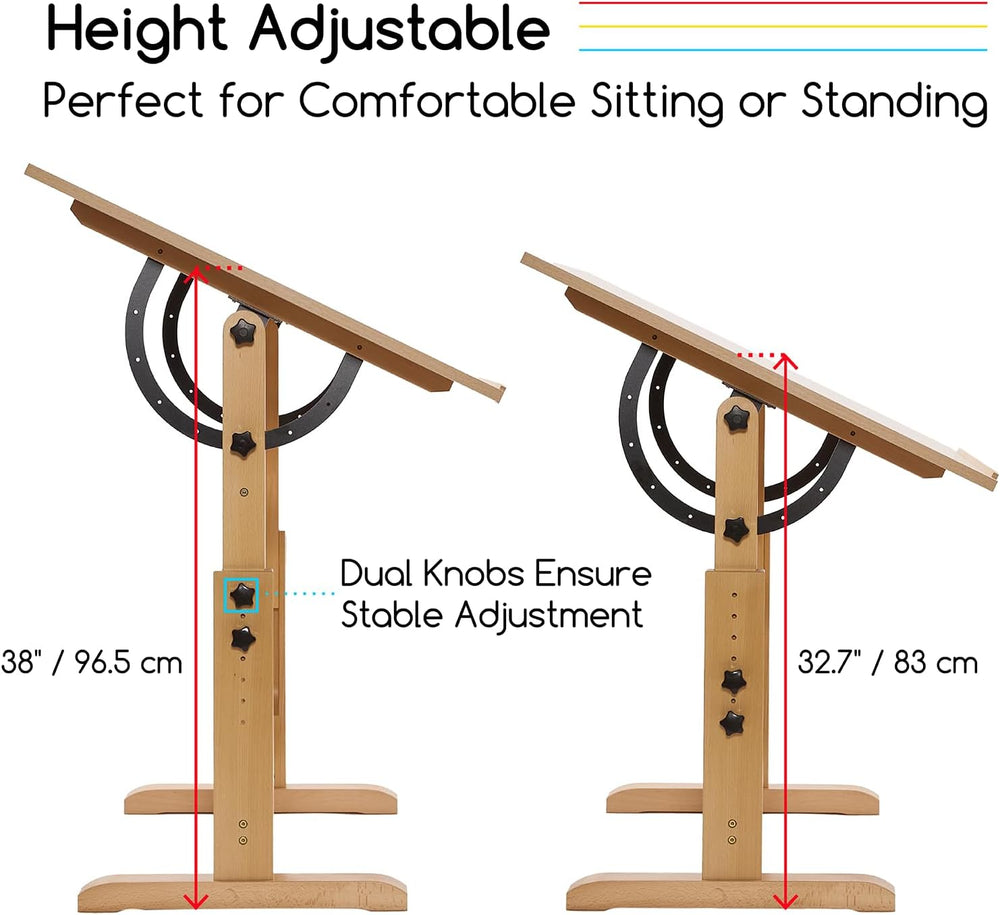 MEEDEN Extra-Large Wood Drafting Table: 42" x 30" Artist Drawing Ta...