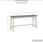 Lexicon Bar Table Set for 3, Small Kitchen Table Set Kitchen Island Table with 3 Saddle Bar Stools, 4 Piece Dining Table Set for Breakfast Nook, Living Room, Apartment, Counter Height, White/Coffee
